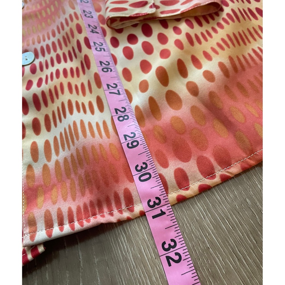 Ashley Stewart Women Blouse 16W Orange Red Dot Print Polyester Button Up Shirt - Picture 6 of 11